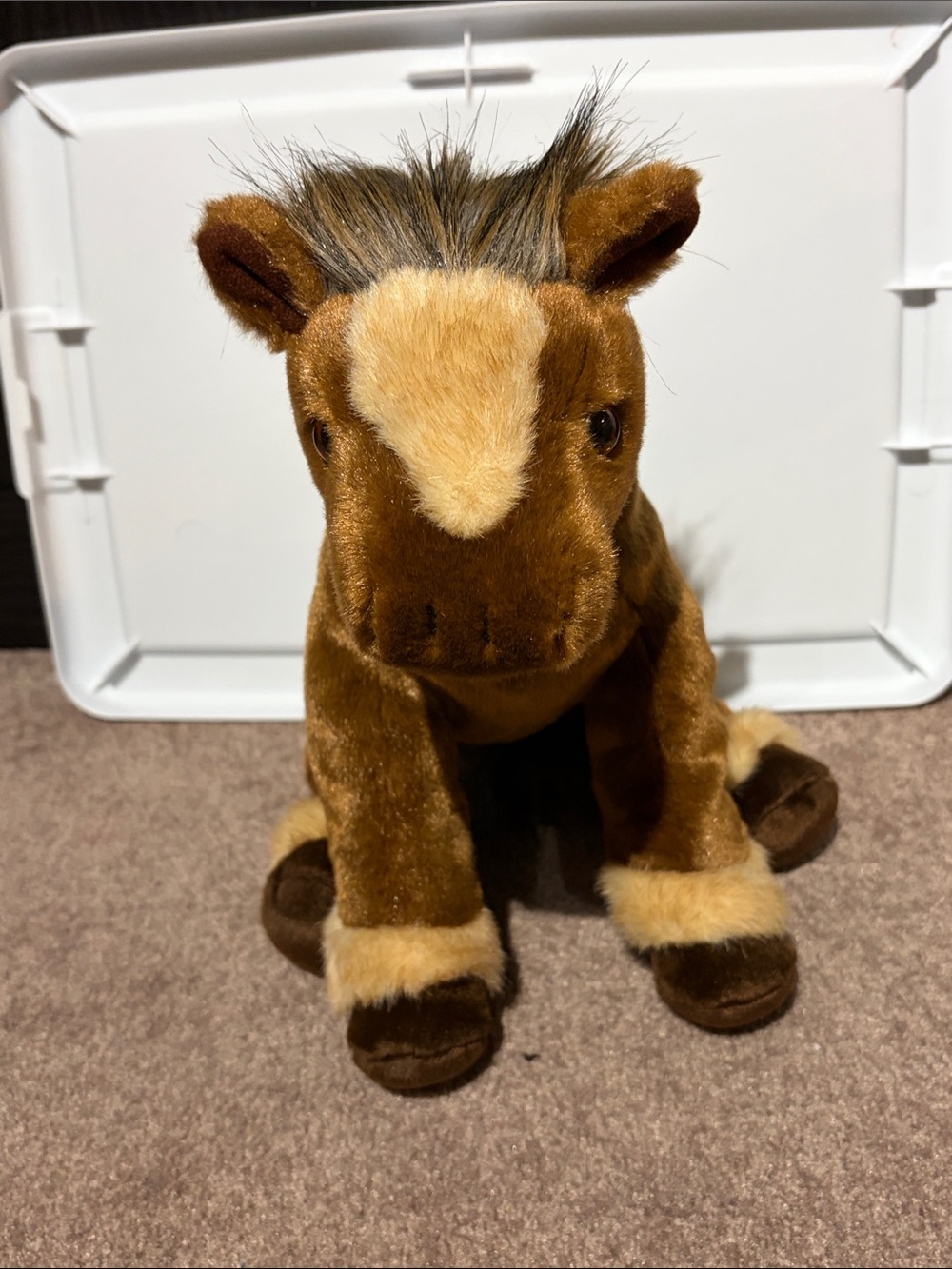 Plush Brown Horse Stuffed Animal with Cream Mane Accent